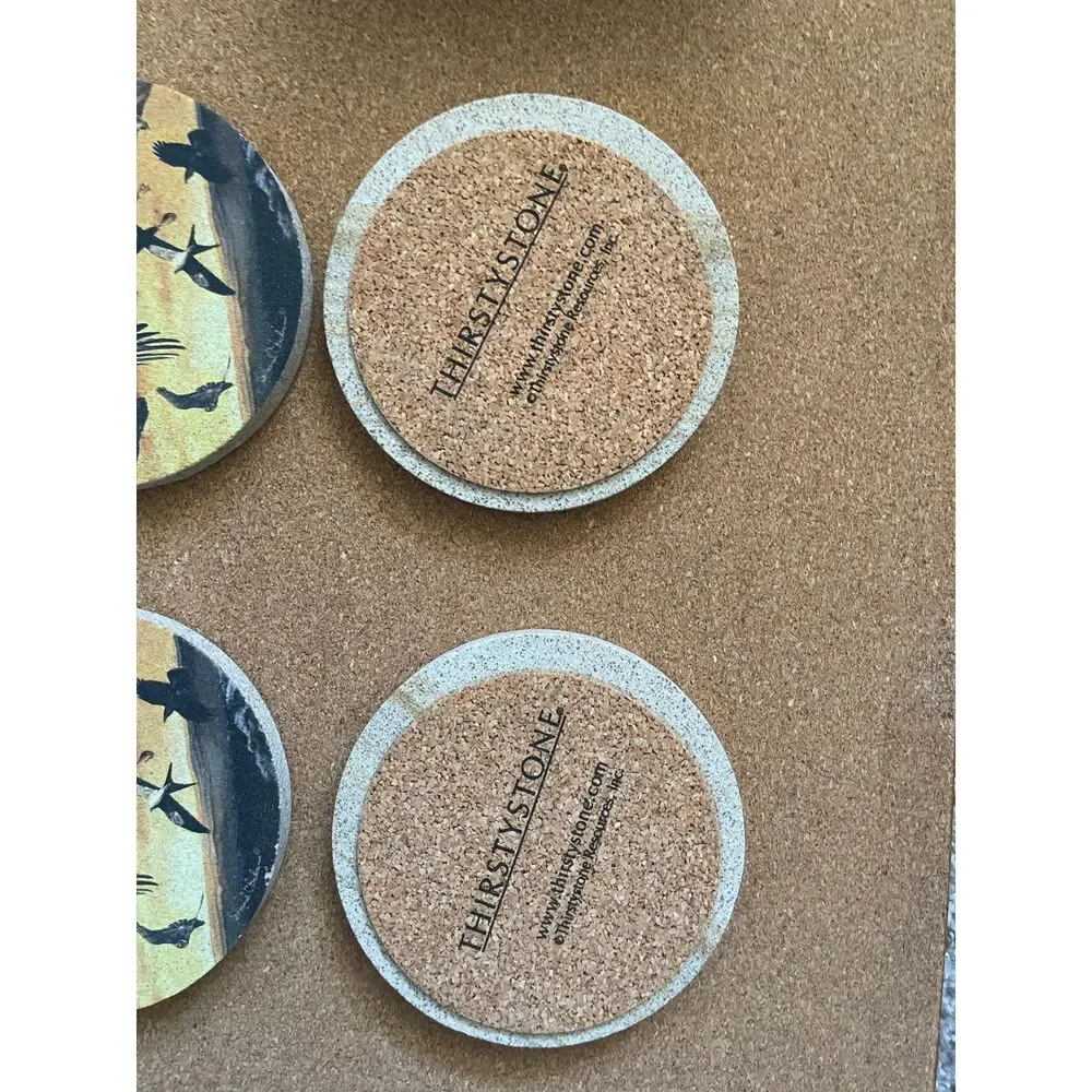 NOS 2000 Thirstystone Sandstone Coaster Eagle Set of 4 Made In The USA Boxed